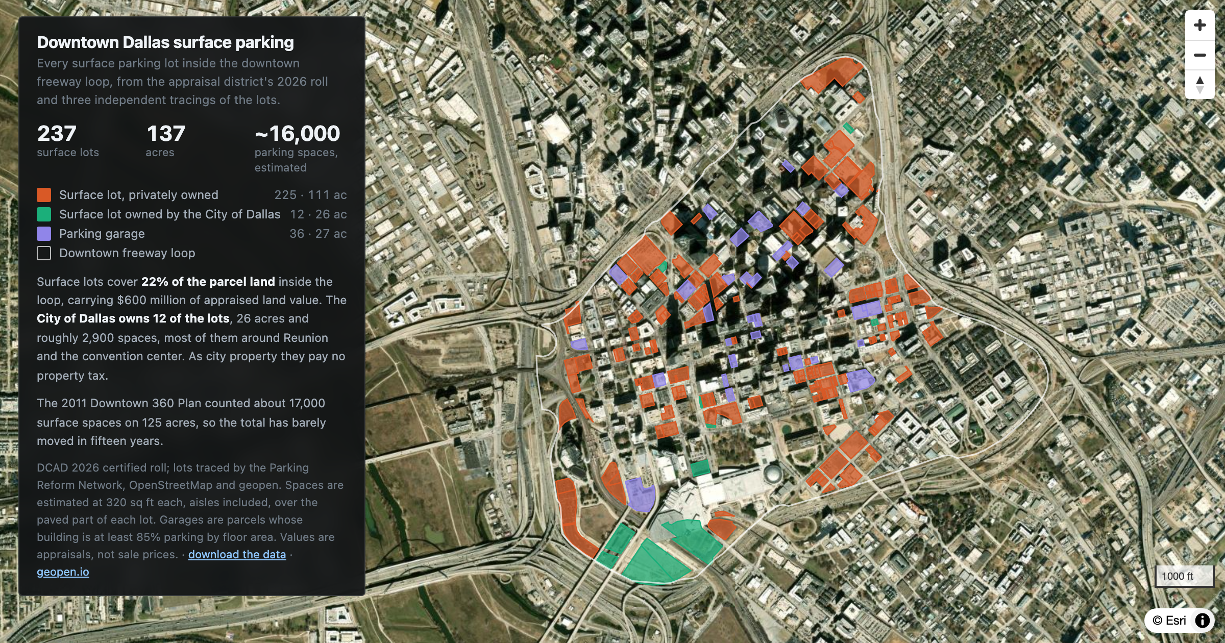 Preview of Downtown Dallas surface parking