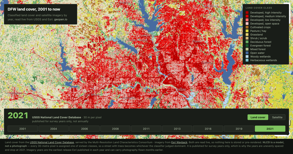 Preview of DFW land cover, 2001 to now