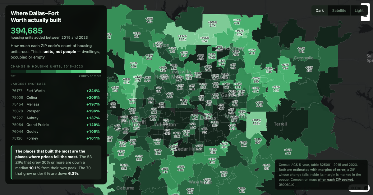 Preview of Where Dallas–Fort Worth actually built