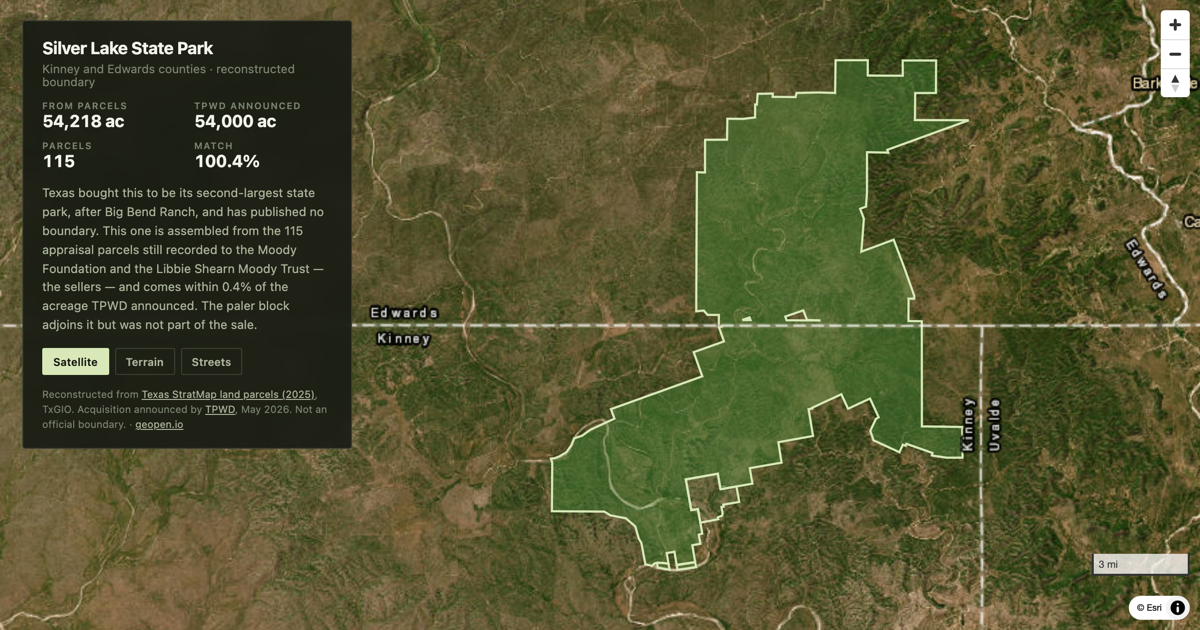Preview of Silver Lake State Park — the boundary Texas hasn't published