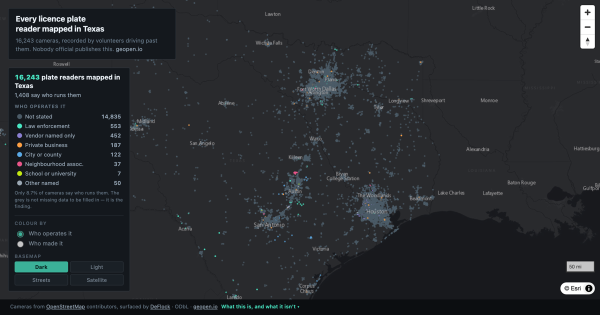 Preview of Every licence plate reader mapped in Texas
