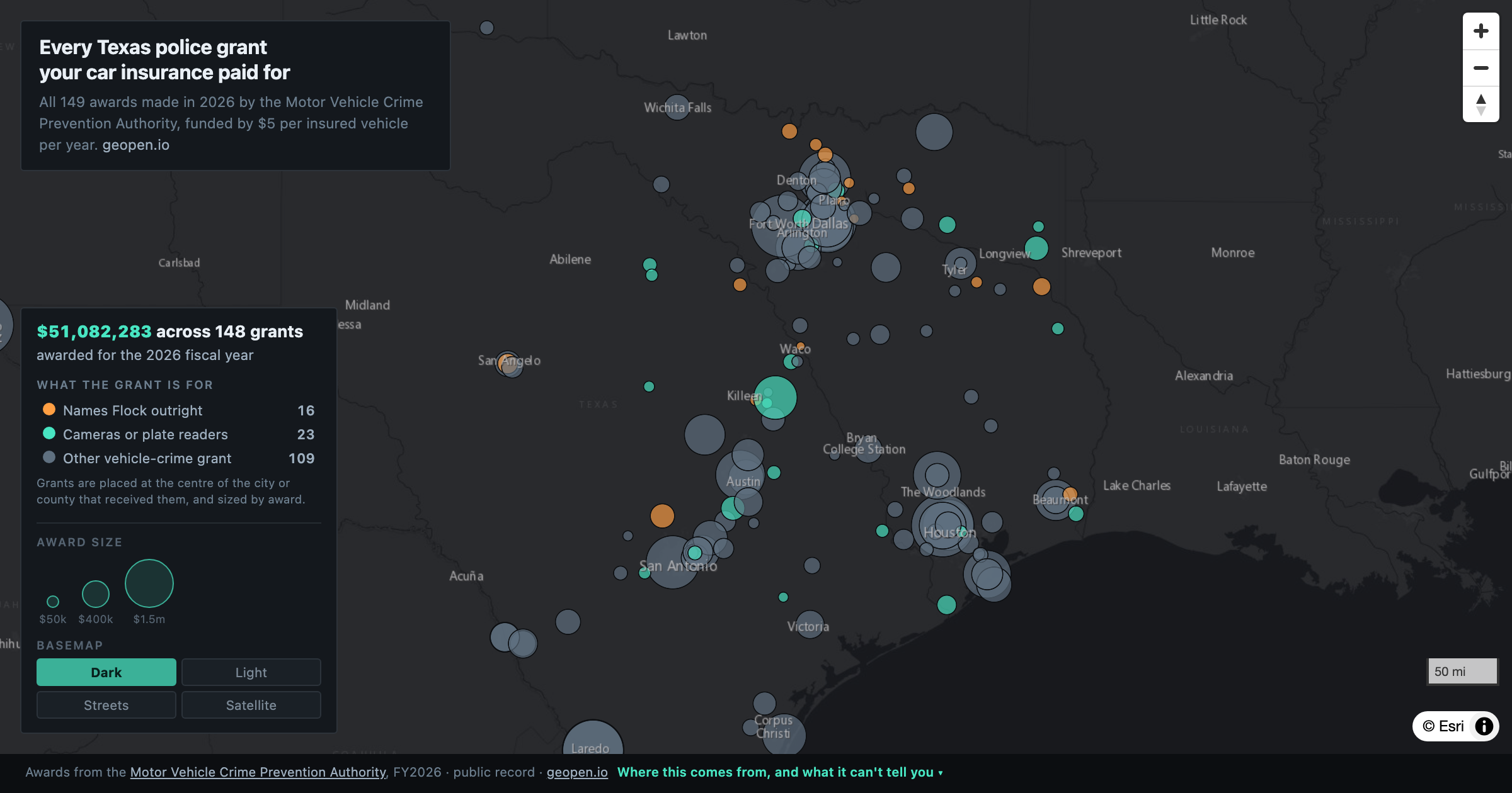 Preview of Every Texas police grant your car insurance paid for