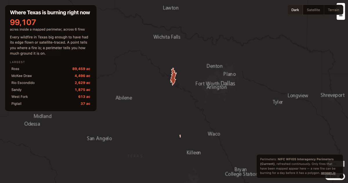 Preview of Where Texas is burning right now